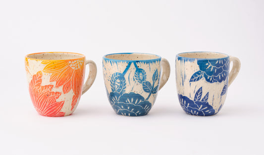 tall flowered mugs