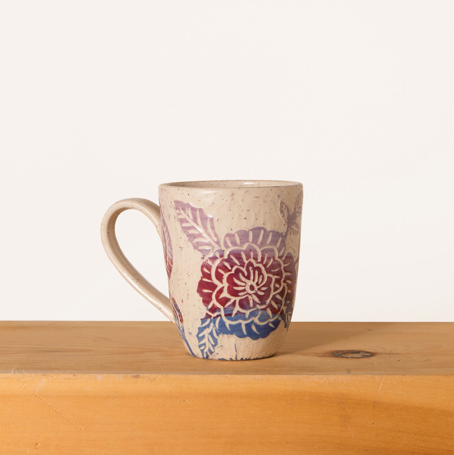 Tall Carved Flowe Mugs