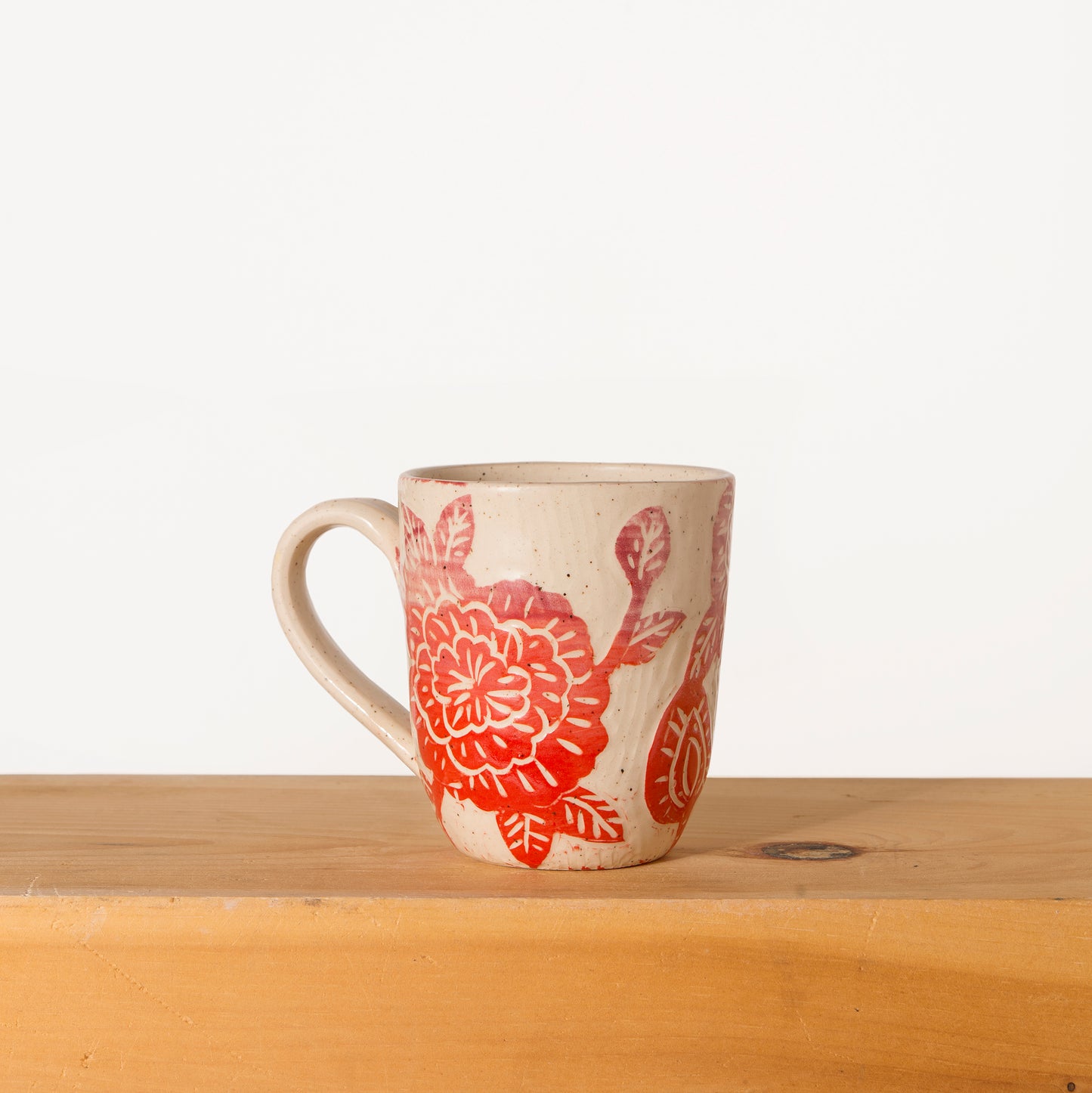 Tall Carved Flowe Mugs
