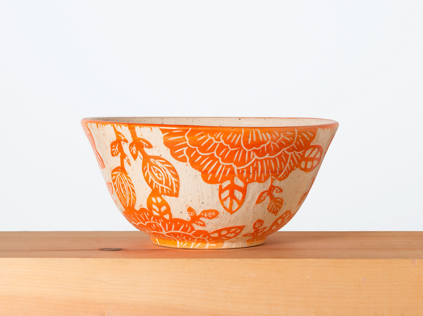 Serving Bowl with Orange Flowers